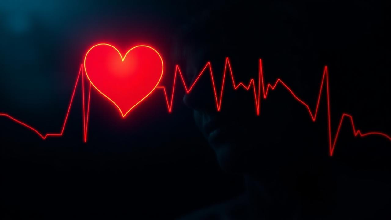 Abstract emotion waveform with red glow